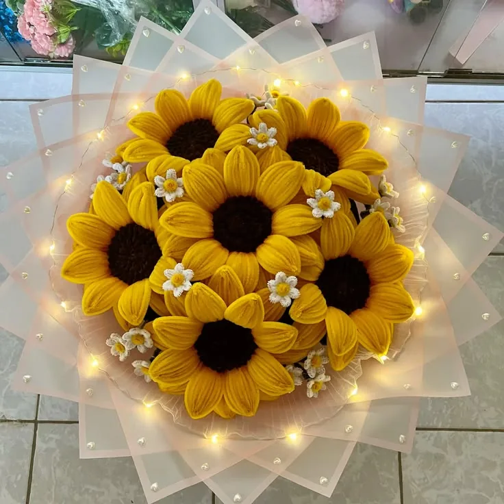 Ramo de girasoles eternos con luces